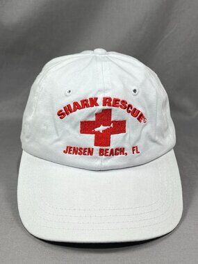 Shark Rescue Jensen Beach Florida Hat Strapback White Adjustable Adult Dad Cap